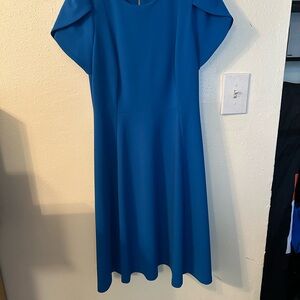 Calvin Klein Blue Flutter Sleeve A-Line Midi Dress